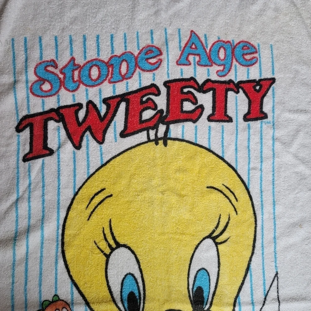 VTG Tweety‎ Bird 1987 Stone Age Dinosaur Beach Towel Sylvester
